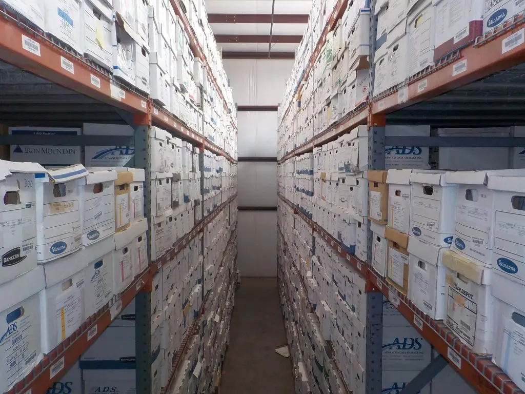 old files stored in a warehouse