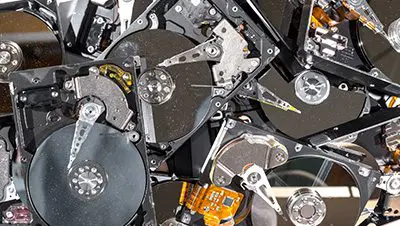 a pile of hard drives