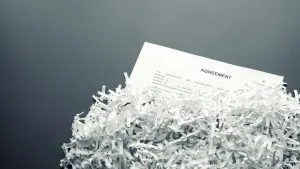 a shredded agreement document